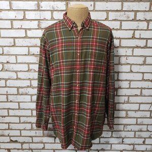 Redhead Ultimate Flannel Green Plaid Button Down Shirt, XLT